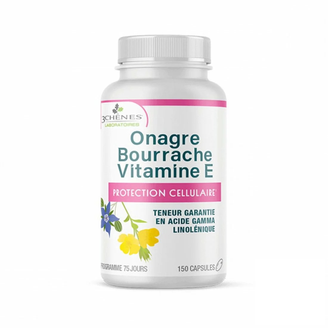 3 CHENES ONAGRE BOURRACHE VITAMINE E 150 CAPSULES