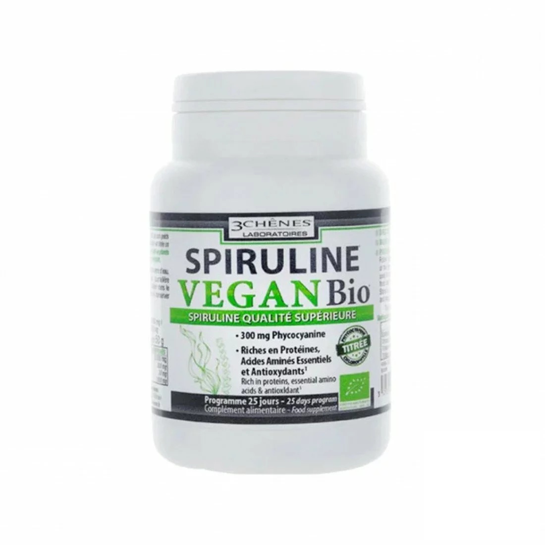 3 CHENES SPIRULINE VEGAN BIO 100 COMPRIMES