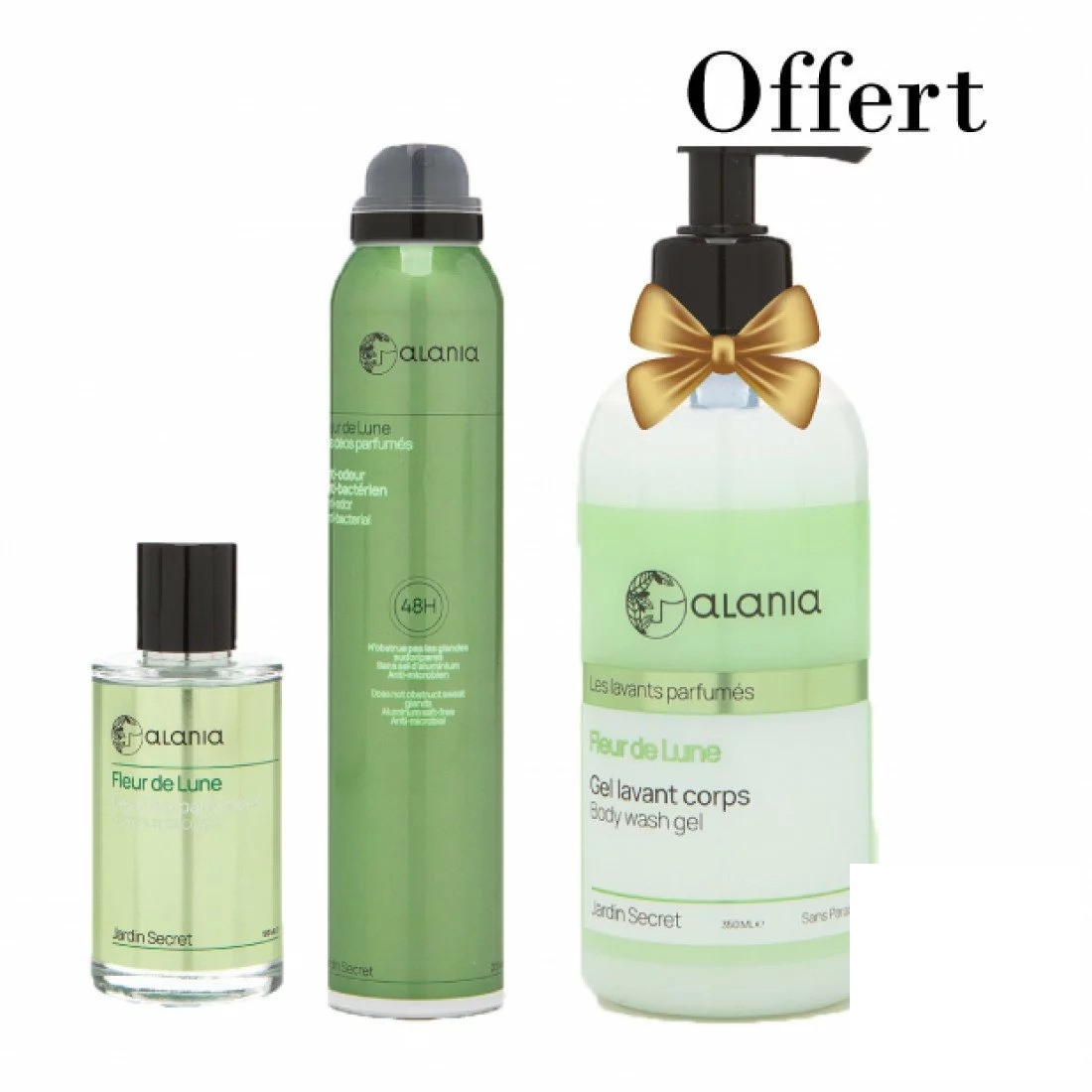 ALANIA PACK Eau Parfumee + Deo Parfume + Gel Lavant 350ML Offert - Fleur de Lune