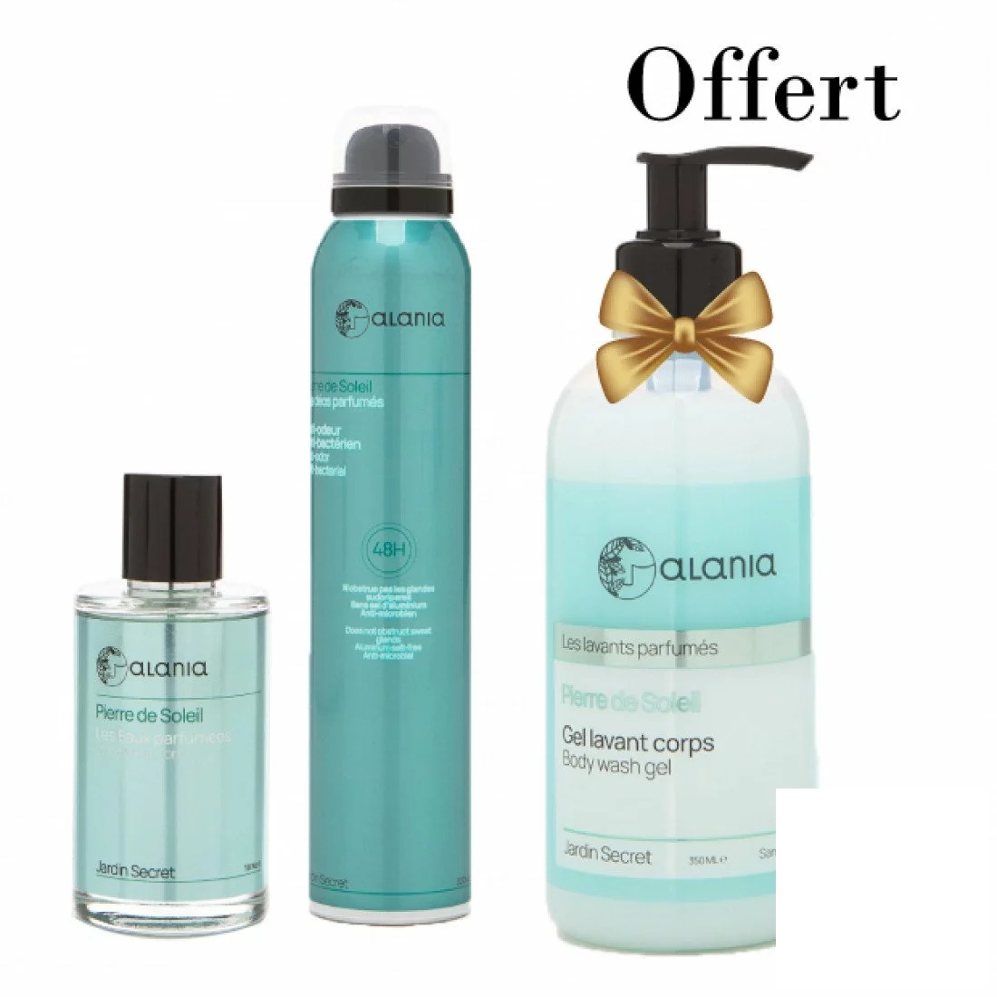 ALANIA PACK Eau Parfumee + Deo Parfume + Gel Lavant 350ML Offert - Pierre de Soleil