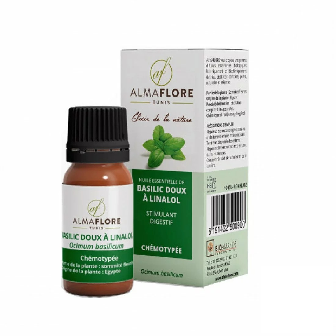 ALMAFLORE Huile Essentielle de Basilic Doux 10ML