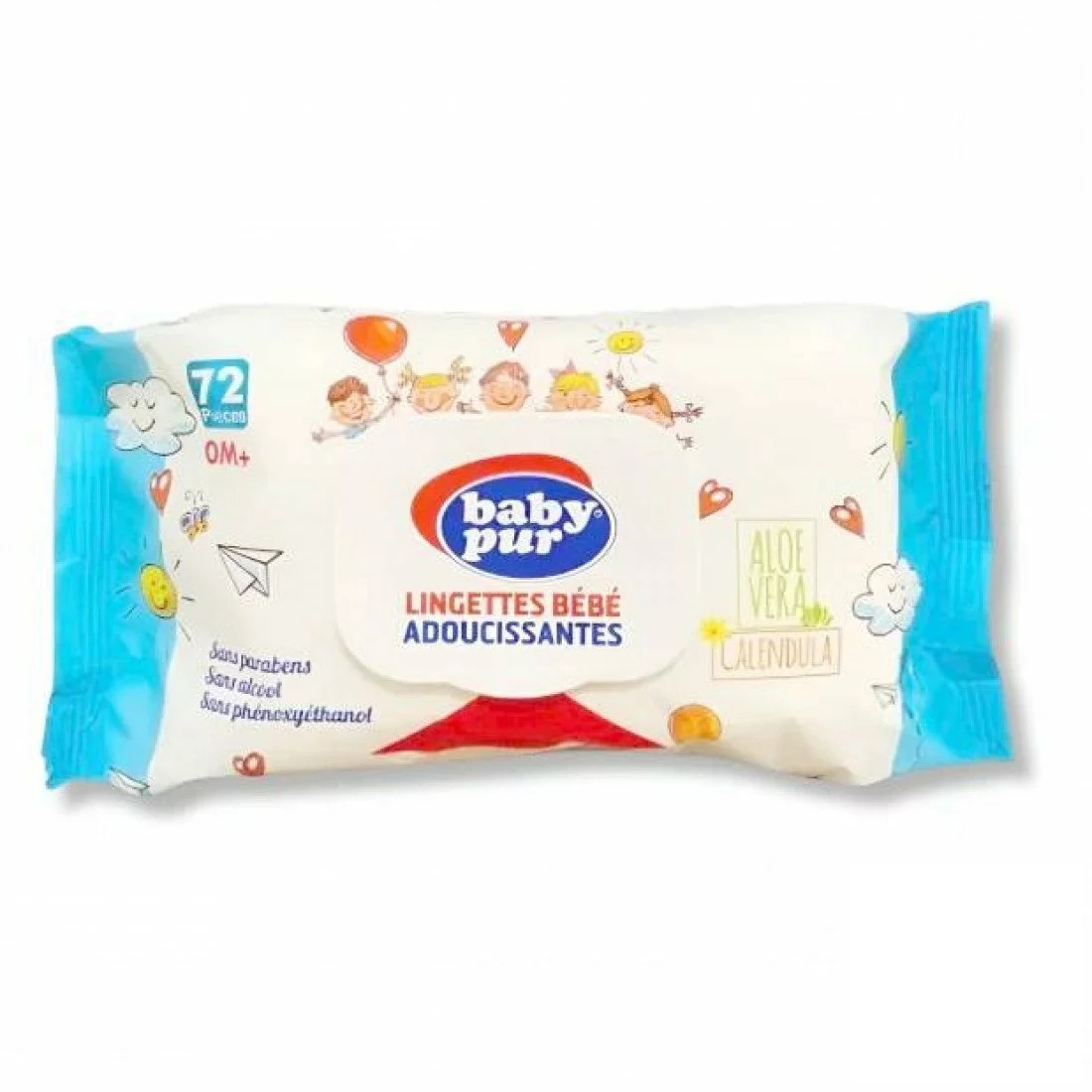 BABY PUR LINGETTES BEBE ADOUCISSANTES 0M+ 72 PIECES