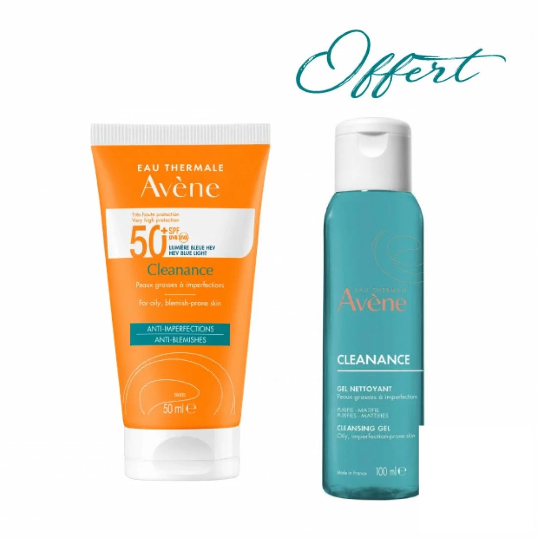 AVENE PACK CLEANANCE SOLAIRE SPF50+ + GEL NETTOYANT 100ML OFFERT